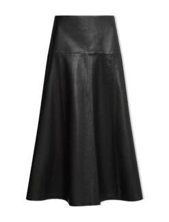 Sierra Leather A Line Maxi Skirt - Black -Cefinn Clothing Store AU23 SK166 SIERRA BLACK CO