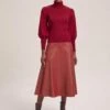 Sierra Leather A Line Maxi Skirt - Red -Cefinn Clothing Store AU23 SK166 SIERRA RED LS 40768