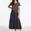 Sylvia Cotton Twill Maxi Skirt - Navy