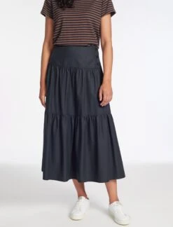 Sylvia Cotton Twill Maxi Skirt - Navy -Cefinn Clothing Store AU23 SK170 SYLVIA NAVY LS 507