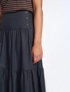 Sylvia Cotton Twill Maxi Skirt - Navy -Cefinn Clothing Store AU23 SK170 SYLVIA NAVY LS 519