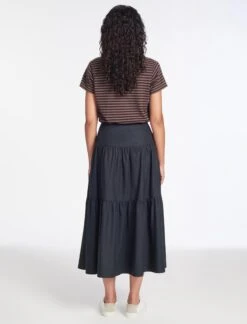 Sylvia Cotton Twill Maxi Skirt - Navy -Cefinn Clothing Store AU23 SK170 SYLVIA NAVY LS 529
