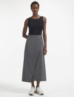 Layla Wool Maxi Wrap Skirt - Mid Grey -Cefinn Clothing Store AU23 SK178 LAYLA MIDGREY LS 700