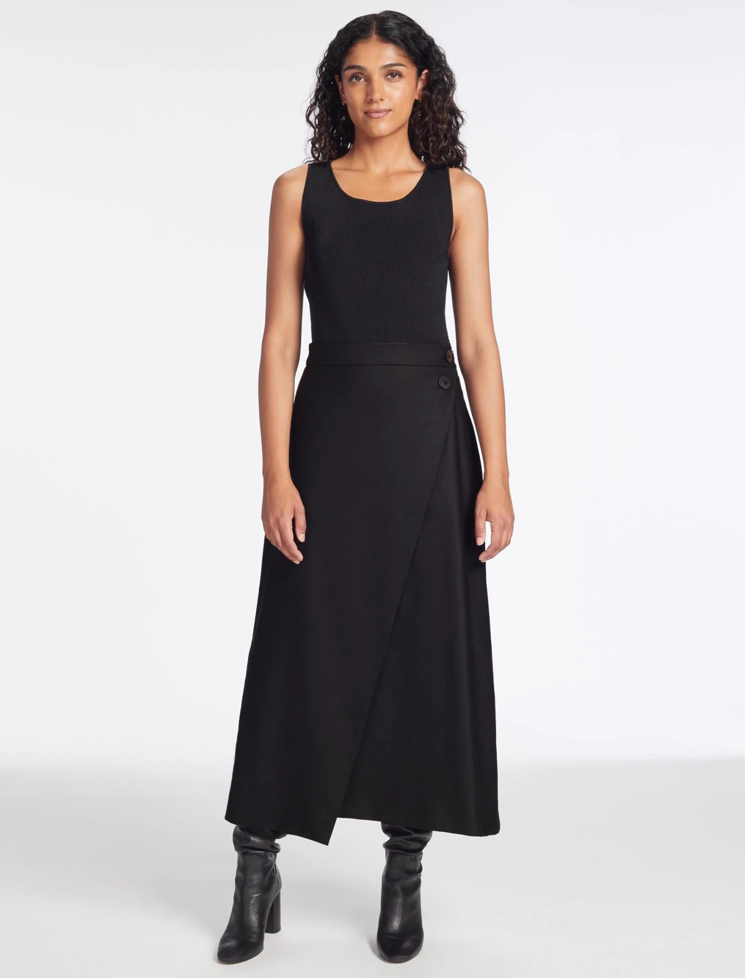 Layla Wool Maxi Wrap Skirt - Black 3 Layla Wool Maxi Wrap Skirt - Black
