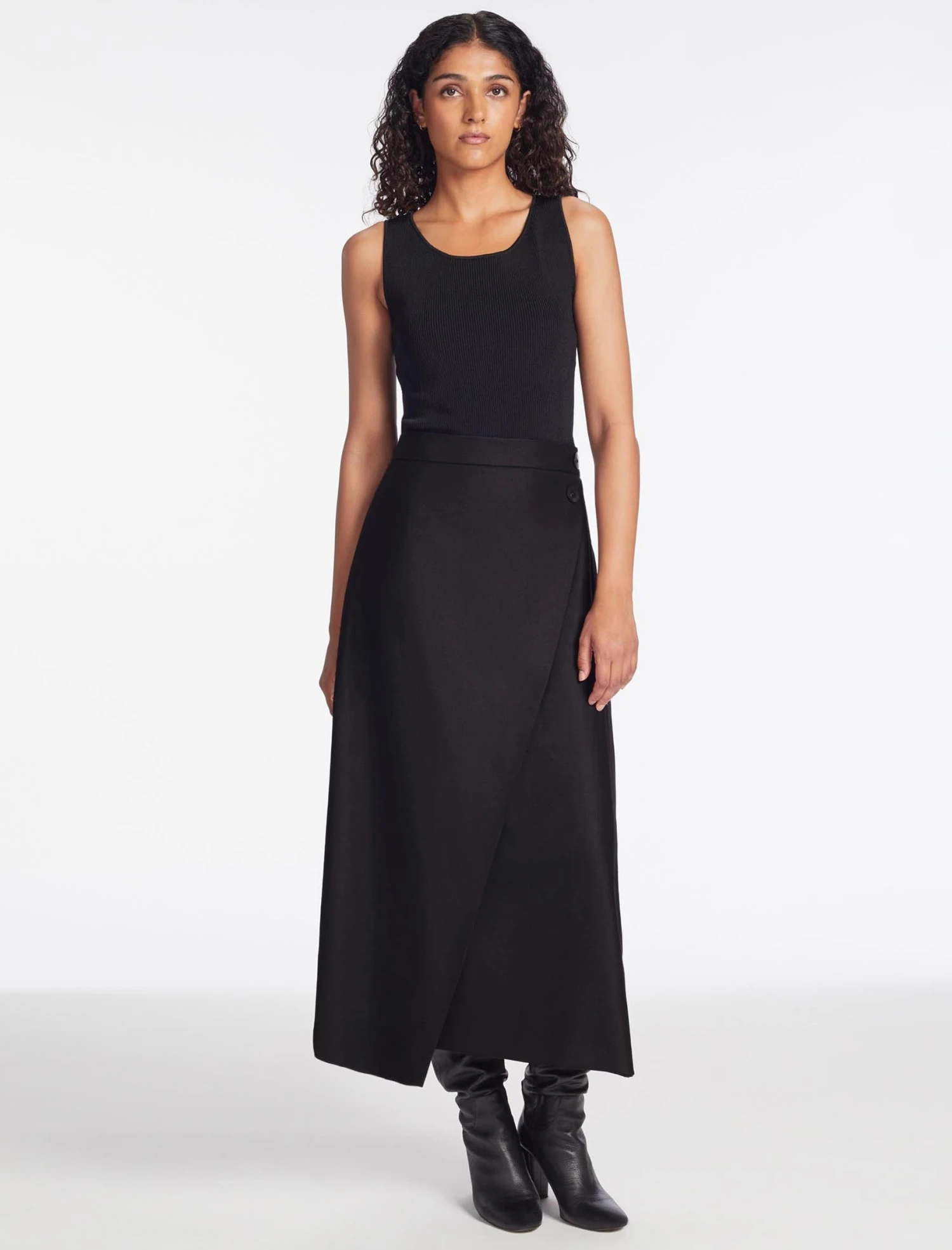 Layla Wool Maxi Wrap Skirt - Black 7 Layla Wool Maxi Wrap Skirt - Black - Image 5