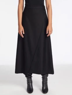 Layla Wool Maxi Wrap Skirt - Black 13 Layla Wool Maxi Wrap Skirt - Black -Cefinn Clothing Store AU23 SK LAYLA BLACK LS 228