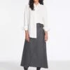 Layla Wool Maxi Wrap Skirt - Mid Grey