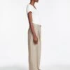 Tamara Cotton Twill Wide Leg Trouser - Beige -Cefinn Clothing Store AU23 TR579 TAMARA BEIGE 1824