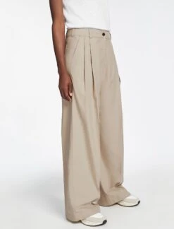 Tamara Cotton Twill Wide Leg Trouser - Beige 13 Tamara Cotton Twill Wide Leg Trouser - Beige -Cefinn Clothing Store AU23 TR579 TAMARA BEIGE 1849