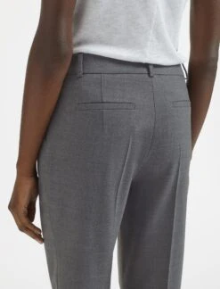 Clement New Wool Turn Up Trouser - Mid Grey -Cefinn Clothing Store AU23 TR76 CLEMENT MIDGREY LS 509