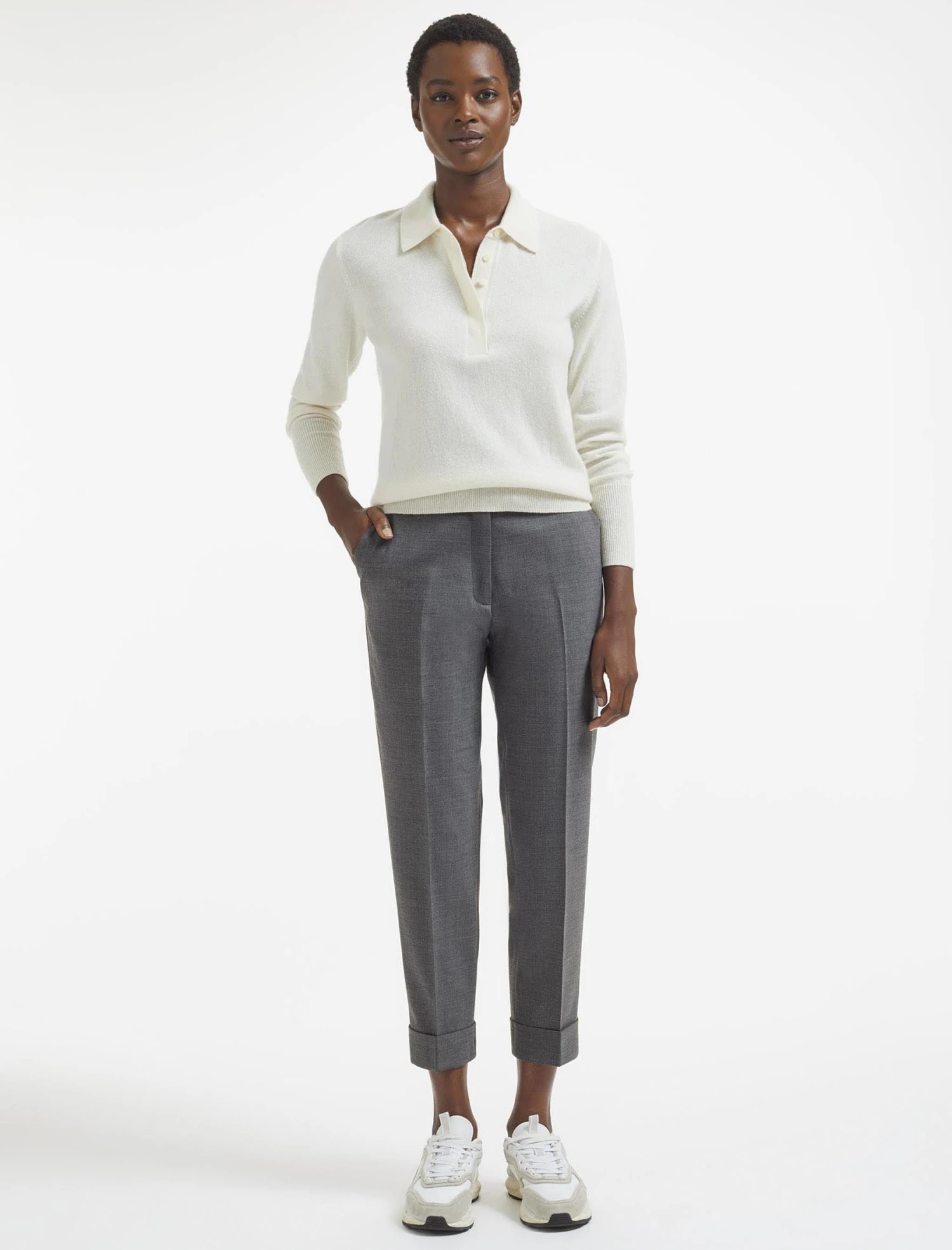 Clement New Wool Easy Waist Turn Up Trouser - Mid Grey 3 Clement New Wool Easy Waist Turn Up Trouser - Mid Grey