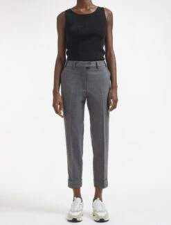 Clement New Wool Easy Waist Turn Up Trouser - Mid Grey 12 Clement New Wool Easy Waist Turn Up Trouser - Mid Grey -Cefinn Clothing Store AU23 TR77 CLEMENT MIDGREY LS 420