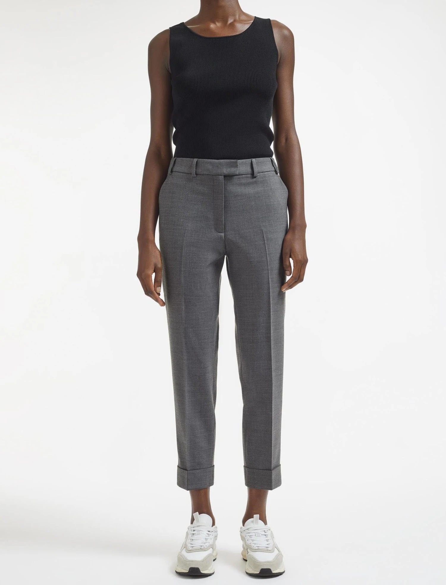 Clement New Wool Easy Waist Turn Up Trouser - Mid Grey 6 Clement New Wool Easy Waist Turn Up Trouser - Mid Grey - Image 4