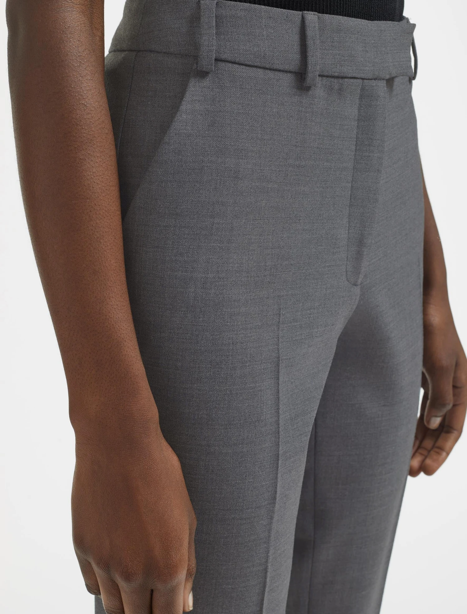 Clement New Wool Easy Waist Turn Up Trouser - Mid Grey 7 Clement New Wool Easy Waist Turn Up Trouser - Mid Grey - Image 5