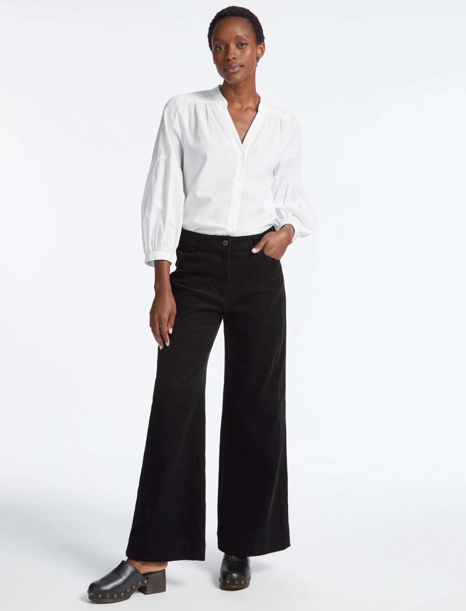 Hayden Corduroy Wide Leg Trouser - Black 3 Hayden Corduroy Wide Leg Trouser - Black