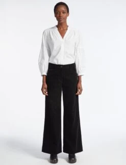 Hayden Corduroy Wide Leg Trouser - Black 11 Hayden Corduroy Wide Leg Trouser - Black -Cefinn Clothing Store AU23 TR82 HAYDEN BLACK LS 3949