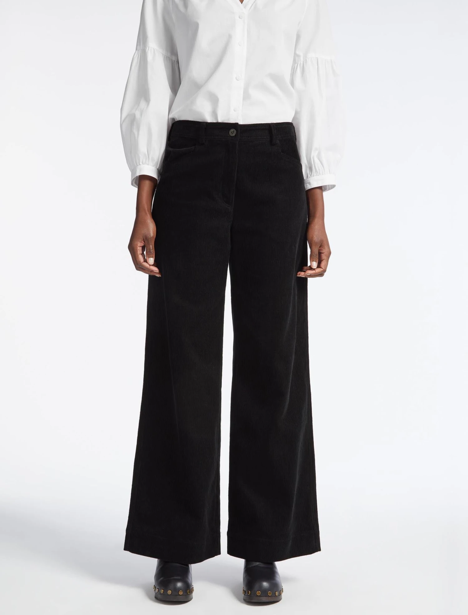 Hayden Corduroy Wide Leg Trouser - Black 4 Hayden Corduroy Wide Leg Trouser - Black - Image 2