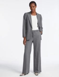 Terence Stretch Wool Wide Leg Trouser - Mid Grey -Cefinn Clothing Store AU23 TR84 TERENCE GREYMELANGE LS 3854