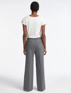 Terence Stretch Wool Wide Leg Trouser - Mid Grey -Cefinn Clothing Store AU23 TR84 TERENCE GREYMELANGE LS 3917