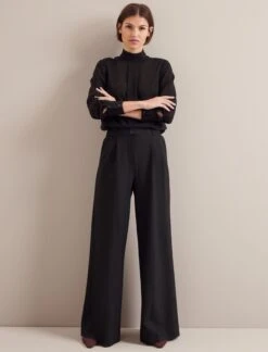 Riley Funnel Neck Blouse - Black -Cefinn Clothing Store AU24 B6 RILEY BLACK LS 24010