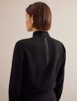 Riley Funnel Neck Blouse - Black -Cefinn Clothing Store AU24 B6 RILEY BLACK LS 24143