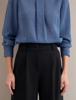 Riley Funnel Neck Blouse - Cornflower Blue -Cefinn Clothing Store AU24 B6 RILEY CORNFLOWERBLUE LS 24519