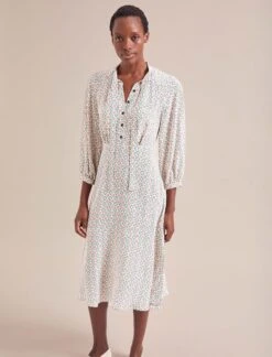 Daria Silk Midi Dress - Cream Floral Tile Print -Cefinn Clothing Store AU24 D159 DARIA CREAMFLORALTILEPRINT LS 19778 cb4edf42 bc78 4e41 87e4 8af0f4a53854