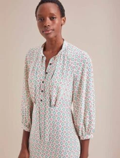 Daria Silk Midi Dress - Cream Floral Tile Print -Cefinn Clothing Store AU24 D159 DARIA CREAMFLORALTILEPRINT LS 19793 8bd71d78 854d 42aa a342 3b46ade86054