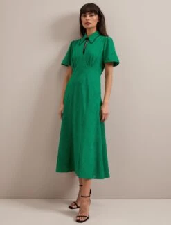Reya Techni Voile Midi Dress - Emerald Green 16 Reya Techni Voile Midi Dress - Emerald Green -Cefinn Clothing Store AU24 D627 REYA EMERALDGREEN LS 3037