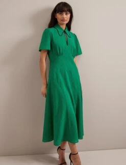 Reya Techni Voile Midi Dress - Emerald Green 18 Reya Techni Voile Midi Dress - Emerald Green -Cefinn Clothing Store AU24 D627 REYA EMERALDGREEN LS 3101