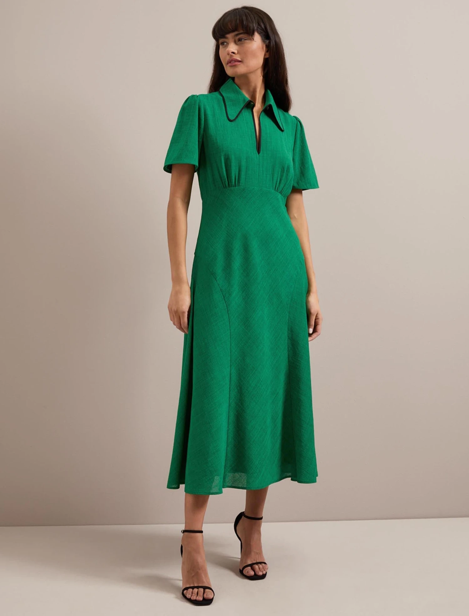 Reya Techni Voile Midi Dress - Emerald Green 7 Reya Techni Voile Midi Dress - Emerald Green - Image 5