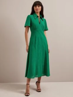 Reya Techni Voile Midi Dress - Emerald Green 13 Reya Techni Voile Midi Dress - Emerald Green -Cefinn Clothing Store AU24 D627 REYA EMERALDGREEN LS 3155