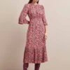 Tibi Maxi Dress - Pink Snakeskin Print -Cefinn Clothing Store AU24 D653 TIBI PINKSNAKESKINPRINT LS 1240
