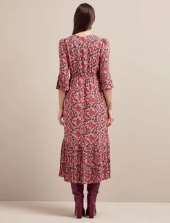 Tibi Maxi Dress - Pink Snakeskin Print -Cefinn Clothing Store AU24 D653 TIBI PINKSNAKESKINPRINT LS 1320