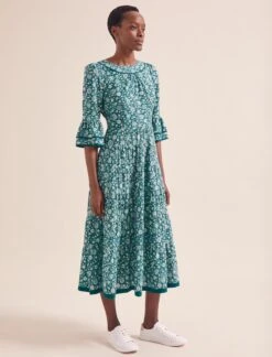 Elodie Cotton Blend Maxi Dress - Green Ditsy Carnation Print 10 Elodie Cotton Blend Maxi Dress - Green Ditsy Carnation Print -Cefinn Clothing Store AU24 D654 ELODIE GREENDITSYCARNATIONPRINT LS 20463