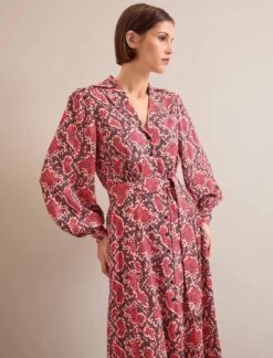 Odette Maxi Dress - Pink Snakeskin Print -Cefinn Clothing Store AU24 D661 ODETTE PINKSNAKESKINPRINT LS 25540