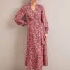 Odette Maxi Dress - Pink Snakeskin Print -Cefinn Clothing Store AU24 D661 ODETTE PINKSNAKESKINPRINT LS 25569