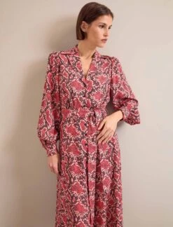 Odette Maxi Dress - Pink Snakeskin Print -Cefinn Clothing Store AU24 D661 ODETTE PINKSNAKESKINPRINT LS 25608