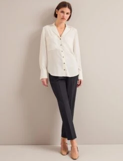 Spencer Silk Shirt - Cream -Cefinn Clothing Store AU24 S90 SPENCER CREAM LS 25844