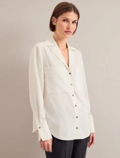 Spencer Silk Shirt - Cream -Cefinn Clothing Store AU24 S90 SPENCER CREAM LS 25862