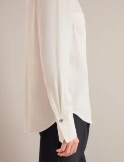 Spencer Silk Shirt - Cream -Cefinn Clothing Store AU24 S90 SPENCER CREAM LS 25883