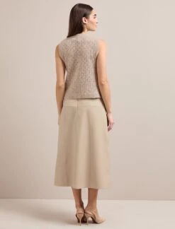 Tiana Leather Midi Skirt - Sand -Cefinn Clothing Store AU24 SK119 TIANA SAND LS 2418
