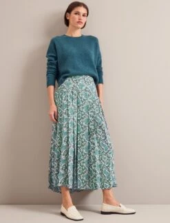 Sienna Maxi Skirt - Green Snakeskin Print -Cefinn Clothing Store AU24 SK183 SIENNA GREENSNAKESKINPRINT LS 25692