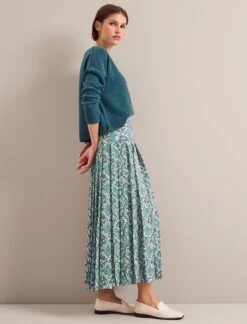 Sienna Maxi Skirt - Green Snakeskin Print -Cefinn Clothing Store AU24 SK183 SIENNA GREENSNAKESKINPRINT LS 25706