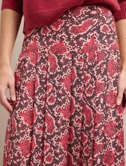Sienna Maxi Skirt - Pink Snakeskin Print -Cefinn Clothing Store AU24 SK183 SIENNA PINKSNAKESKINPRINT LS 1144