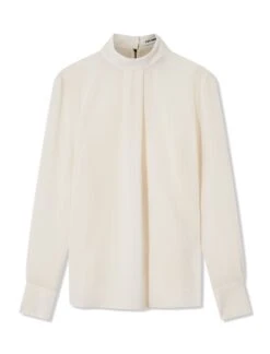 Riley Funnel Neck Blouse - Cream -Cefinn Clothing Store B6 CREAM CO