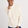 Riley Funnel Neck Blouse - Cream -Cefinn Clothing Store B6 RILEY CREAM LS 034