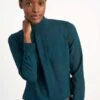 Riley Funnel Neck Blouse - Petrol Blue 1 Riley Funnel Neck Blouse - Petrol Blue -Cefinn Clothing Store B6 RILEY PETROL LS 062