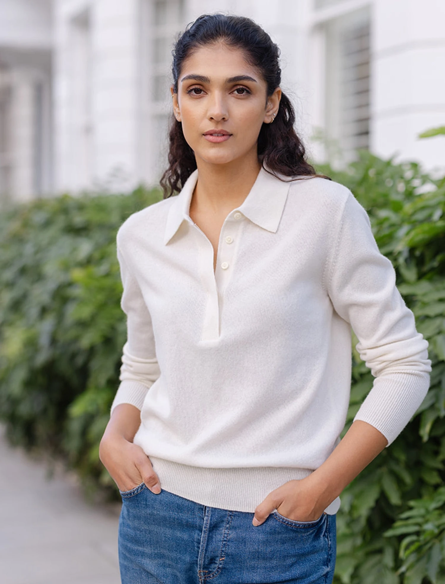 Josie Cashmere Collared Jumper - Cream 3 Josie Cashmere Collared Jumper - Cream