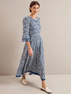 Elodie Cotton Blend Maxi Dress - Blue Mono Floral Print 15 Elodie Cotton Blend Maxi Dress - Blue Mono Floral Print -Cefinn Clothing Store ELODIE BLUE FLORAL 1137